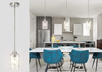XiNBEi Lighting Mini Pendant Light 1 Light Glass Pendant Lighting, Modern Adjustable Kitchen Hanging Light Brushed Nickel Finish XB-P1227-BN