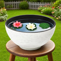 17.7inch Large Lotus Bowl Planter Garden Water Plant Pot Bird Bath Bowl Landscaping Planter Water Lily Pots for Outdoor Indoor Planting in Water Small Fountain Base Mini Fish Pond (White)