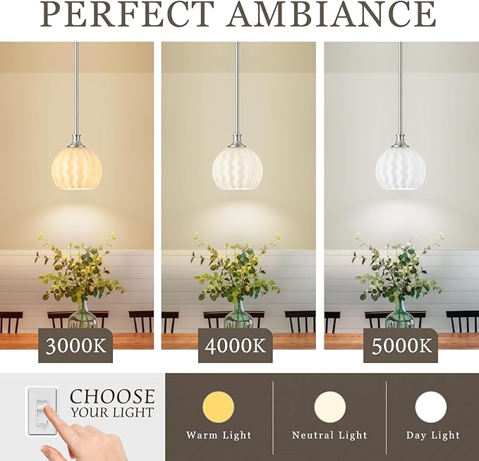 Milk Glass Pendant Lights Kitchen Island 2 Pack, 7.3" Brushed Nickel Modern Pendant Light Fixtures with Rods, Globe Hanging Lighting for Kitchen Sink Bathroom Dining Room, E26 Base
