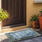 Door Mat Welcome Mat, Heavy Duty Door Mat 23.6 x 35.4 Inch Front Rug Doormat for Outdoor Entrance Home Non-Slip Rubber Rug for Front Door, Outside, Entryway, Patio (Blue Welcome)