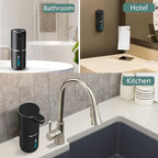 2Pack Automatic Soap Dispenser Touchless Foaming Soap Dispenser USB Rechargeable Dispenser Electric Wall Mounted Dispenser Pump for Bathroom Kitchen Dish Soap(Black)