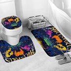 4 Pcs Halloween Shower Curtain Set, with Non-Slip Rugs,Toilet Lid Cover and Bath Mat, Hocus Pocus Decor for Bathroom, Halloween Party Gifts Supplies
