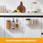 vacane Office Hanging Organizer, Clear Hanging Baskets for Organizing Over the Cabinet Organizer Holder for Kitchen, Pantry, Bathroom-Hang Outside or Inside Door-XL
