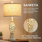 26" Farmhouse Table Lamp - 2 USB A+C 3-Way Dimmable Touch Lamps with Nightlight for Living Room Bedroom Lamp Bedside Nightstand Lamps (Bulb Included)