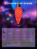 Brightown 4 Pack Solar Operated C6 Strawberry String Lights, 22.64ft 50 LEDs Multicolor LED Christmas Fairy Lights, Solar Christmas Lights Outdoor, Christmas Decorations for Christmas Tree
