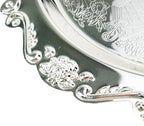 Quluxe Round Platter Serving Tray Metal Reusable Decorative Appetizer Platter Dessert Plate for Kitchen Party Centerpiece Display, 2 Pcs Silver (4 Inch+10 Inch)