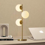 Mid Century Modern Table Lamp White Glass Shade Nightstand Light for Bedroom Offices 3 Globe Table lamp Gold LED lamp