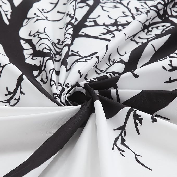 Fabric Shower Curtain, Black Tree Plant Shower Curtains for Bathroom, Modern Decorative Bathroom Curtains, 72" W x 72" H