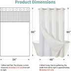 Stall Cream No Hook Waffle Weave Shower Curtain with snap-in Liner Replacement, 230GSM Waterproof Fabric Hotel Shower Curtain Set for Bathroom, Through Mesh Top Window,54Wx80H