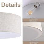 3-Light Ceiling Light Fixture, 13" Drum Flush Mount Ceiling Light, Modern Close to Ceiling Lights with Fabric Linen Shade Farmhouse Flush Mount Light for Bedroom Hallway Kitchen Dining Living Room