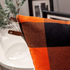 MIULEE Fall Throw Pillow Covers Halloween Decorations Pack of 2 Buffalo Check Farmhouse Plaids Polyester Linen Outdoor Cushion Case for Sofa Couch Orange and Black 18 x 18 Inch 45 x 45 Cm