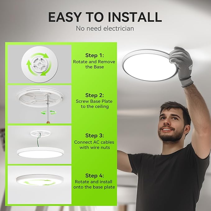 MODERN 28W 3200lm LED Flush Mount Ceiling Light, Super Slim 12 inch LED Ceiling Light, 5000K Daylight LED Ceiling Light for Bedroom, Living Room, Dining Room… (5000K-1 Pack(White))