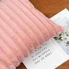24x24 Pillow Covers, Decorative Faux Fur Throw Pillow Covers for Couch, Sofa Soft Fluffy Pillow Cover with Velvet Back for Living Room, Neutral Home Décor Accent for Bed - Pink