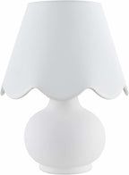 BoutiqueRugs Navarro Boho Ceramic Bedside Table Lamp for Bedroom Nightstand and Living Room - Shade Cotton - White - 13" H