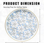 Round Serving Tray with Handles, Coffee Table Tray for Ottoman, Organizer Vanity Tray for Living Room, Outdoor Tray for Patio Entertaining, Serving Breakfast Kitchen Platter LEE33BLH