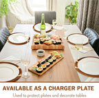 Rtteri 10 Pieces Acacia Round Wood Plates 14 x 0.6 Inch Dinner Plates Wooden Charger Platter Bulk Easy Cleaning Lightweight Serving Tray for Dishes Snack Dessert