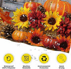 Funnytree 72"x72" Rustic Autumn Pumpkins Wood Barn Door Sunflowers Fall Thanksgiving Harvest Farmhouse Shower Curtain for Bathroom Decor Machine Washable (Hooks Not Included)
