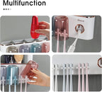 iHave Toothbrush Holders Bathroom Accessories with Toothpaste Dispenser, 4 Cups Toothbrush Holder Wall Mounted Bathroom Decor