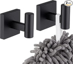 KOKOSIRI Robe Hook Bathroom Towel Coat Hooks Matte Black for Bath Kitchen Wall 2 Pack Stainless Steel B1013BK-P2