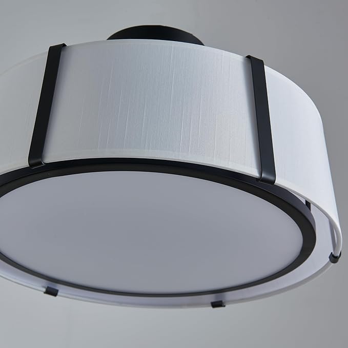 Shrine Lighting Drum Chandeliers, Modern Style, Perfect Ceiling Light Fixture for Living Space, D16'' x H9'', E12*3 Sockets, White Lampshade & Black Finish