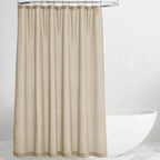 KGORGE Linen Shower Curtain - Semi Sheer Lightweight Button Hole Half Privacy Quick Dry Shower Curtains for Bathroom Bathtub Decor, Angora, 72 x 90 inches Long, Hooks Included