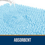 OLANLY Bathroom Rugs 36x24, Extra Soft Absorbent Chenille Bath Rugs, Rubber Backing Quick Dry, Machine Washable Bath Mats for Bathroom Floor, Tub and Shower, Home Decor Accessories, Sky Blue