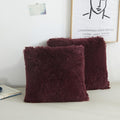 XeGe Faux Fur Throw Pillow Covers, Shaggy Fluffy Cushion Covers, Plush Furry Pillow Cases, Fuzzy Decorative Pillow Shams with Zipper Set of 2 for Sofa Bed Couch Living Room (18''x18'', Burgundy)