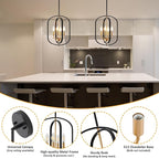 Black and Gold Chandelier for Dining Room, 4 Light Farmhouse Entryway Light Fixture, Adjustable Modern Farmhouse Chandelier Light Rustic Small Kitchen Chandelier for Entryway, Living Room, Foyer