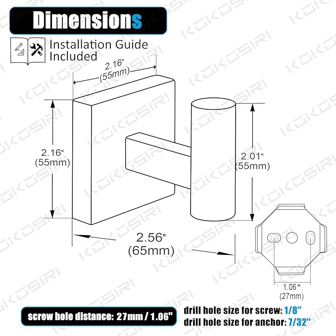 KOKOSIRI Robe Hook Bathroom Towel Coat Hooks for Bath Kitchen Wall 3 Pack Brushed Nickel Stainless Steel B1013BR-P3