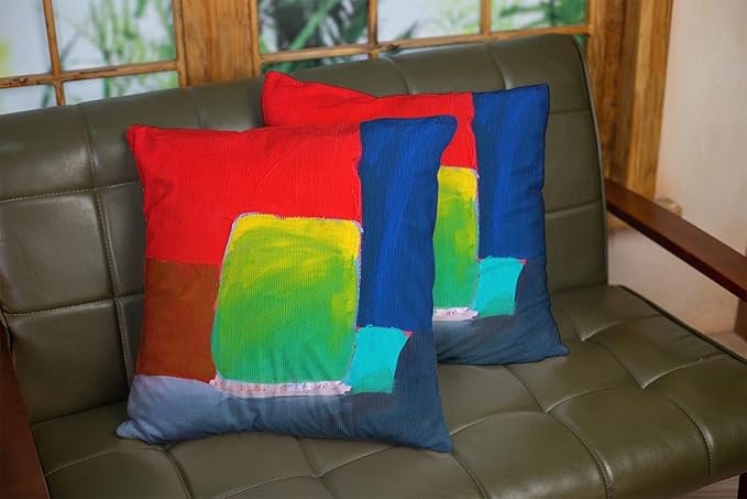 CAPSCEOLL Outdoor Pillow Cover Abstract Original Contemporary Red Blue Green Painting 18X18 Inch Set of 2 Pillow Covers for Bedroom Car Living Room Zipper Pillow Protector
