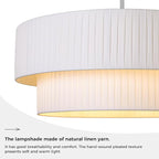 LamQee Large 5-Light Drum Chandelier, 2-Layer 23.6inch-Chrome Ceiling Light Fixture with Fabric Shade Modern Hanging Pendant Light for Dining Room Living Room Bedroom Kitchen Island