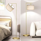 Floor Lamp for Living Room with 3 Color Temperatures Standing Lamp with Adjustable Beige Linen Lampshade Tall Lamps for Bedroom Office Classroom Dorm Room, 9W LED Bulb Included, Gold