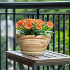 Ceramic Pot for Plants 11 Inch - Planter for Outdoor Plants Indoor Plant Pot with Drainage Hole and Saucer Large Planter Round Flower Pot for House Patio Garden Yellow