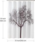 Fabric Shower Curtain, Reddish Brown Tree Plant Shower Curtains for Bathroom, Modern Decorative Bathroom Curtains, 72" W x 72" H
