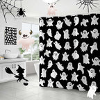 Metawu Halloween Shower Curtain Ghost Shower Curtains Sets Spooky Boo Bathroom Curtain for Kids Washable Waterproof Bathtubs Curtains 72"×72" with 12 Hooks Bathroom Decoration