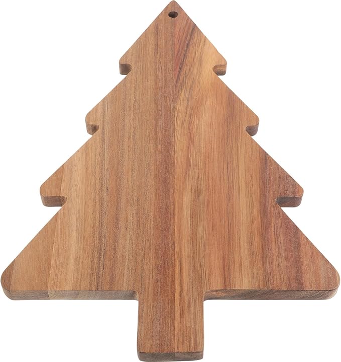 Amosfun Christmas Tree Charcuterie Board Xmas Cutting Board Fruit Tray Wooden Cheese Appetizer Tray Sushi Serving Tray 9.5 x 15 Inch