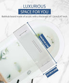 Acrylic Bathtub Tray Clear Bathtub Caddy Bath Tray Table for Tub Luxury Spa with Book and Wine Glass Holder Bathroom Accessories for Bathroom Decoration, Transparent 39.3inch