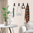 OHIYO 6 PCS Heavy Duty Folding Wall Hooks, Sturdy Black Wall Mounted Hooks for Coats, Towels, Backpacks, Bags, Space Saving Wave Design for Living Room, Bedroom Organization