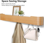 Coat Rack Wall Mount with Hidden Hooks Entryway Hanging Shelf Modern Wood Coat Hanger for Bedroom Kitchen Hallway Bathroom (Oak,32.7 Inch Long)