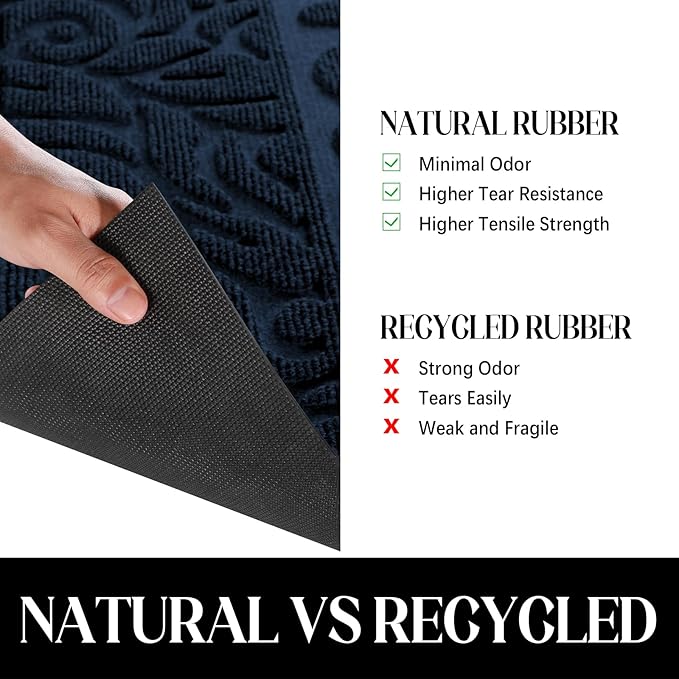 Yimobra Large Welcome Mat 47x24, Waterproof Non-Slip Outdoor Mats for Front Door Outside Entrance, Low-Profile Entryway Mat Indoor for Garage Patio, Blue