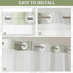 Muuyi Sage Green Watercolor Floral Shower Curtain,No Hook Shower Curtain,Polyester Shower Curtains with Snap in Fabric,Sheer Top Window for Bathroom Decor,Waterproof & Washable,72W x 75L Inch