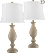Regency Hill Serena Traditional Country Cottage Table Lamps 27 1/2" Tall Set of 2 Beige Gray Turned Vase White Softback Drum Shade for Bedroom Living Room House Bedside Nightstand Office