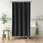 Boho Shower Curtain Set, Waterproof Fabric Shower Curtains, Luxury Hotel Style, Waffle Texture, Heavy Duty, Extra Long Bath Curtain, No Hook, Bathroom Decor, 72x36 Inch, Black