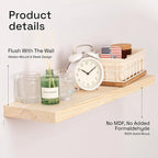 BAOBAB WORKSHOP Wood Floating Shelves for Bathroom Wall - Rustic Shelf 24 inch - Floating Wooden Shelves for Bedroom Kitchen Living Room - Natural Wood Shelves - DIY, 24 x 6.7 Inch, Set of 2