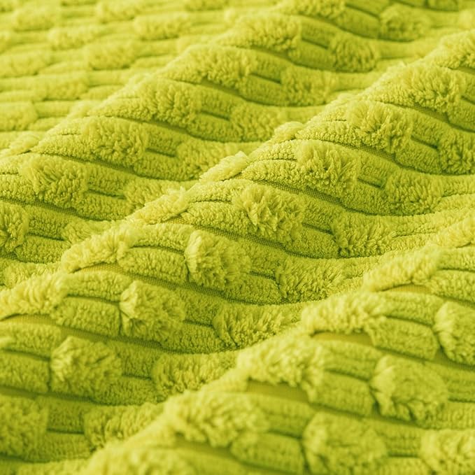 Kevin Textile Decorative Pillow Covers Set of 2 Striped Plush Corduroy Rectangle Lumbars Boho Home Decor Cushion Covers for Couch Sofa Bed Living Room 12x20 Inch, Christmas Green