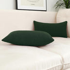 Jeneoo Hunter Green Decorative Long Lumbar Thick Throw Pillow Covers Fine Textured Boucle Couch Cushion Cases for Sofa Decor, Set of 1, 14 x 36 Inch