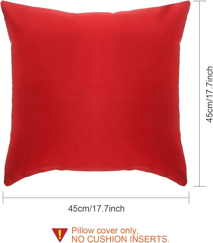 Boao 4 Pack Christmas Decorative Outdoor Waterproof Throw Pillow Covers Square Patio Balcony Garden Waterproof Cushion Case PU Coating Pillow Shell for Couch Bed Patio Sofa, 18 x 18 Inch(Red)