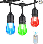 24FT Outdoor String Lights, 12 Shatterproof Edison LED Bulbs, Dimmable RGB Color Changing Patio Lights Waterproof with Remote. for Patio Decor, Garden, Yard, Party, Bistro