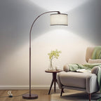 Floor Lamp for Living Room，Arc Floor Lamp with Adjustable Lamp Head Tall Pole Standing Lamp with On/Off Pedal Switch Over Couch Arched Reading Light for Bedroom Study Room 8W LED Bulb Included （Brown）