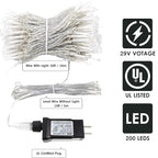Connectable 200 LED String Lights Indoor Outdoor, 66FT Multicolor Christmas Lights Waterproof, 8 Modes with Timer, Twinkle Fairy Lights Plug in Clear Wire for Christmas Tree, Bedroom, Classroom Decor